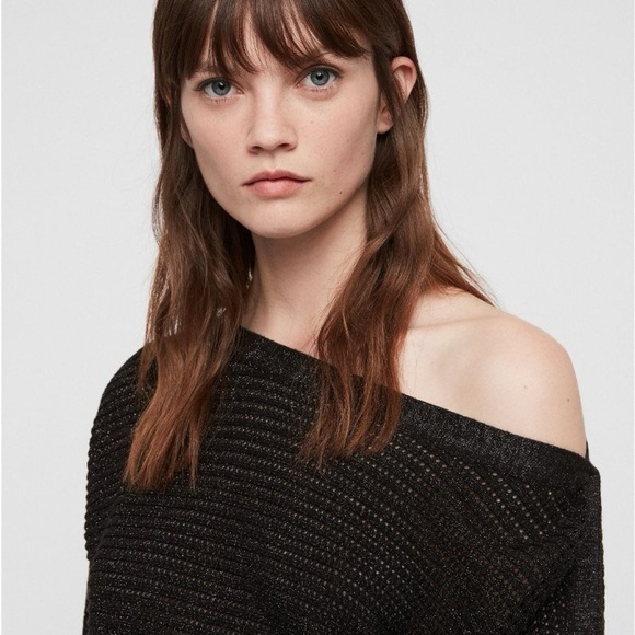 EUC - Allsaints Elle Metallic Dress - size Large - Picture 4 of 10